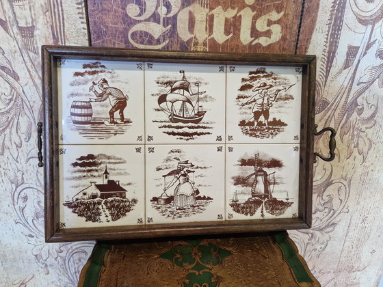 Image 1 of Old tray with tiles
