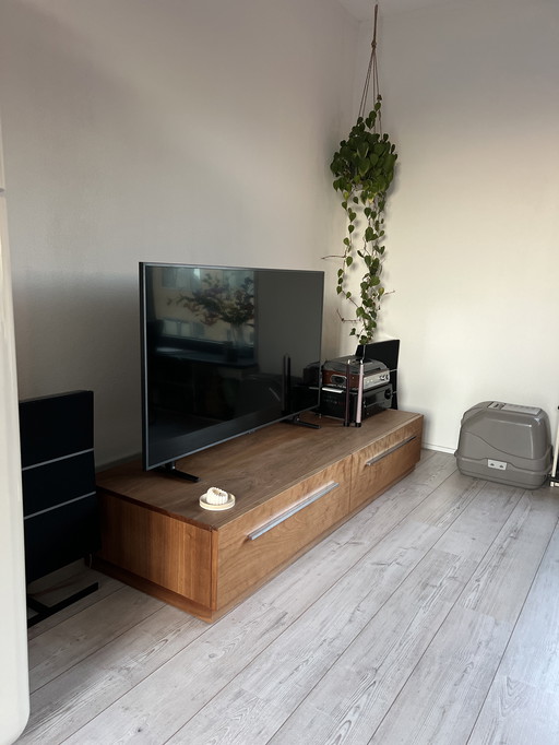 Custom made walnut television cabinet