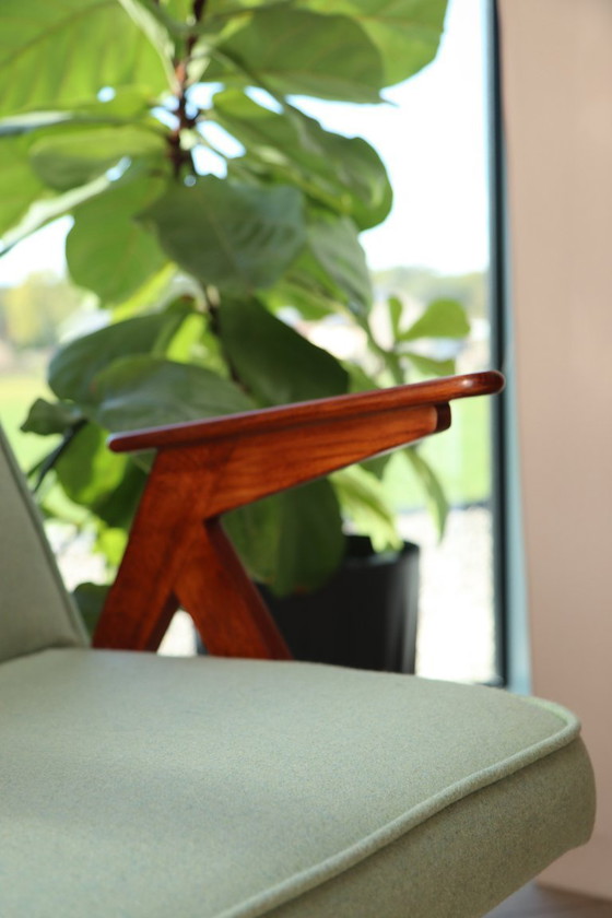 Image 1 of Vintage Armchair Mint Green Wool Mid Century Modern Design