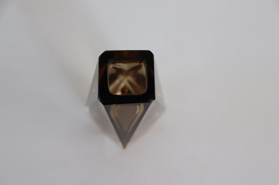 Image 1 of Pequeño jarrón de cristal de Murano color ámbar ahumado, Italia, década de 1960