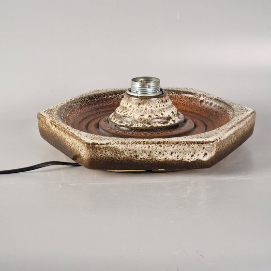Image 1 of Vintage Wall or Ceiling Lamp by Hustadt Leuchten – Hexagonal Ceramic – Brown – 26 cm