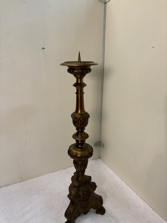 Image 1 of Vintage bronzen kaarsenstandaard 