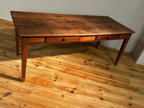 Image 1 of Antique oak country farmhouse table, 19th century