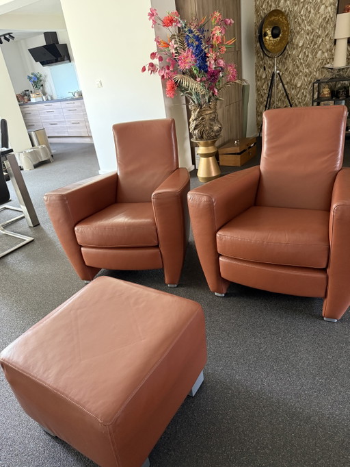 2 Sessel und Hocker von Touche, Ausgezeichnete Qualität