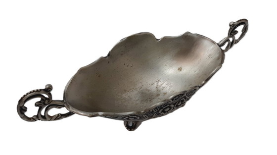 Image 1 of Vintage sierlijke tinnen snoepschaal, notenkom