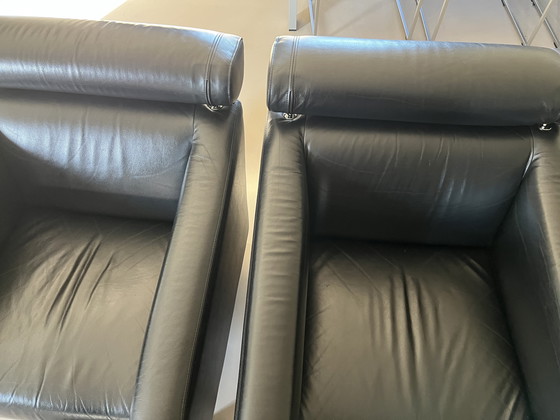 Image 1 of Leolux Patachou Sofa und 2 Sessel in schwarzem Leder