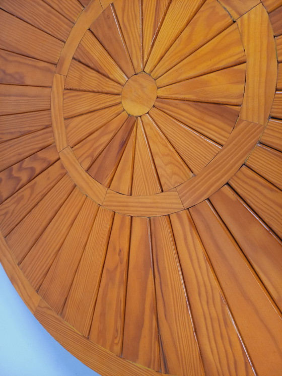 Image 1 of Round vintage pine coffee table from the 70s