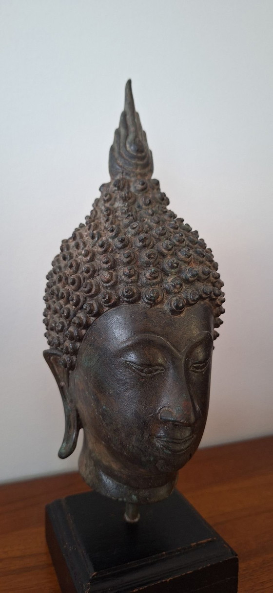 Tête de Bouddha en Bronze, Sculptures, Bois, Noir (photo 3 sur 9)
