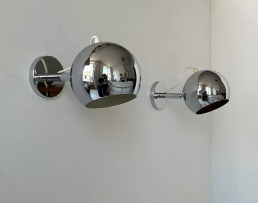 Coppia di applique vintage in cromo, regolabili, Francia 1960