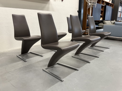 6 Rolf Benz 7800 Chaises de salle à manger en cuir