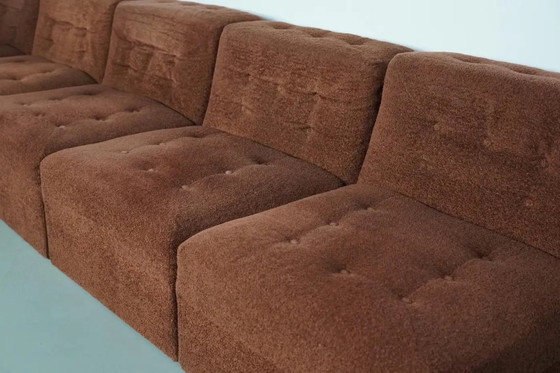 Image 1 of Vintage brown bouclé modular sofa, 1970s, 5 elements