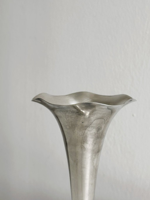soliflore vase in patinated silver-plated metal