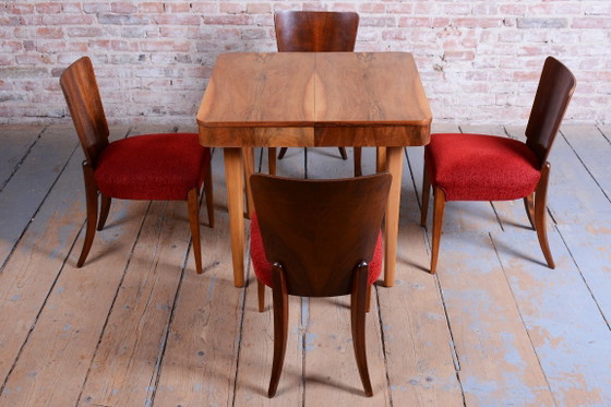 Juego de 4 Sillas Art Déco Originales, J. Halabala, UP Zavody, Nogal, Checas, Años 40 – Sillas de comedor (photo 8 of 14)