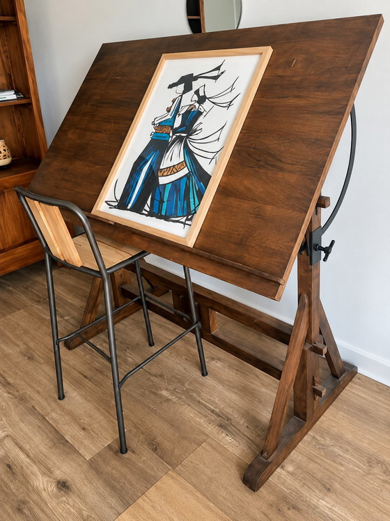 Oude Notenhouten Architectentafel – Groot Verstelbaar Model – Ambachtelijk Meubel – Bureau, Wood (photo 2 of 6)