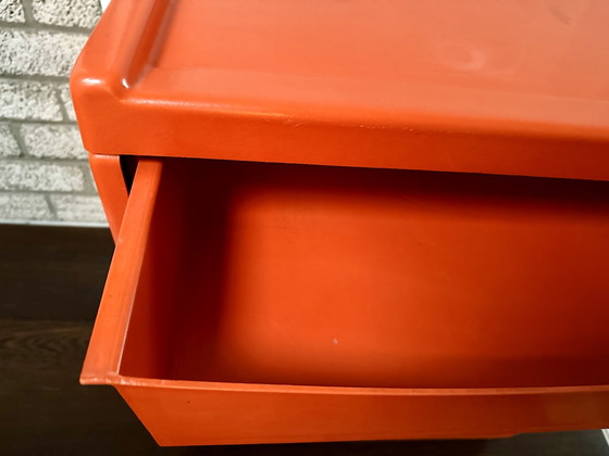 Image 1 of Meurop vintage ladenkast 5 laden Space Age oranje