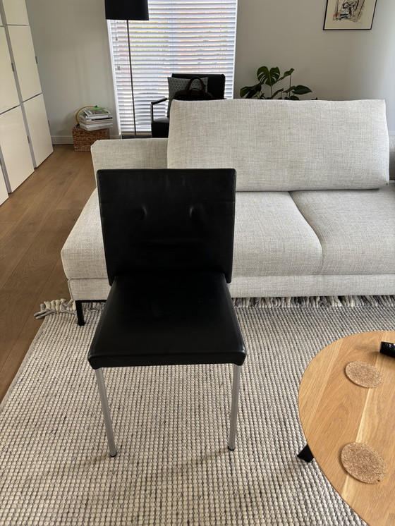 Image 1 of 6x Walter Knoll Jason Lite 1700 nero leer stoelen