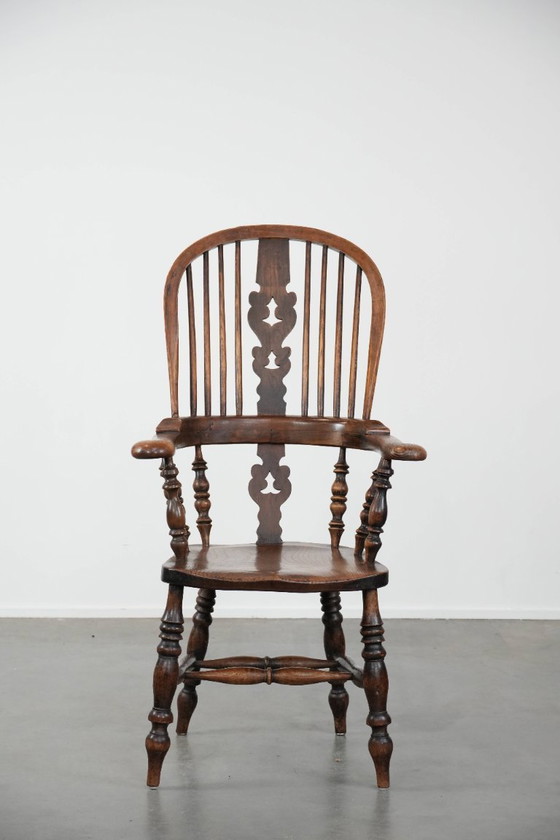 Image 1 of Antiker englischer Windsor-Stuhl mit hoher Rückenlehne aus dem 18. Jahrhundert