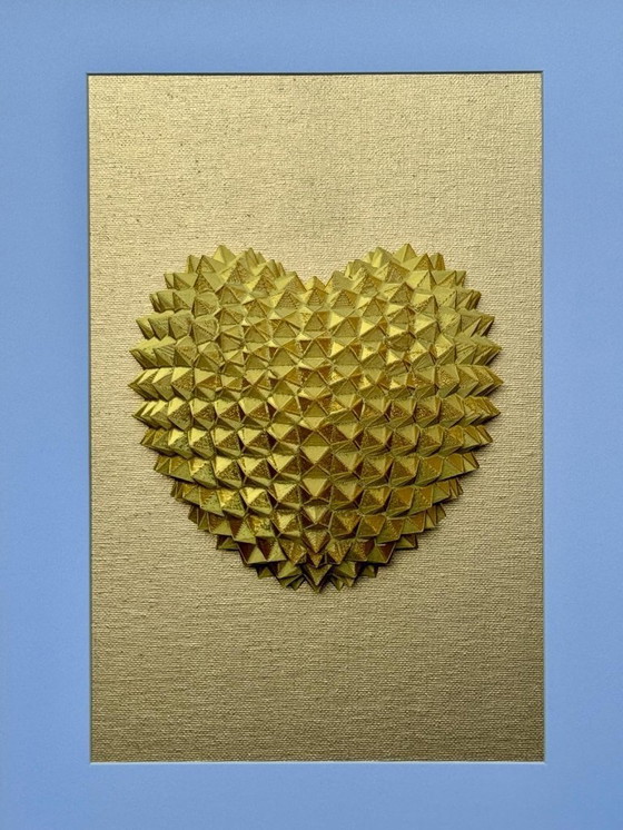 Image 1 of 3D Geometric Heart Wall Art – Gold Heart