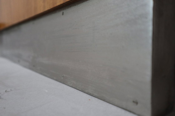 Image 1 of Modernist wall-mounted cloakroom in Teak, Aluminium & Nickel-plated Brass, 1950s