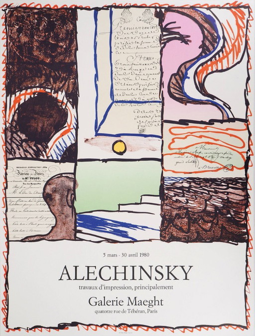 Pierre Alechinsky: Abstract History, Original Lithograph Poster – lithos zeefdrukken, Paper