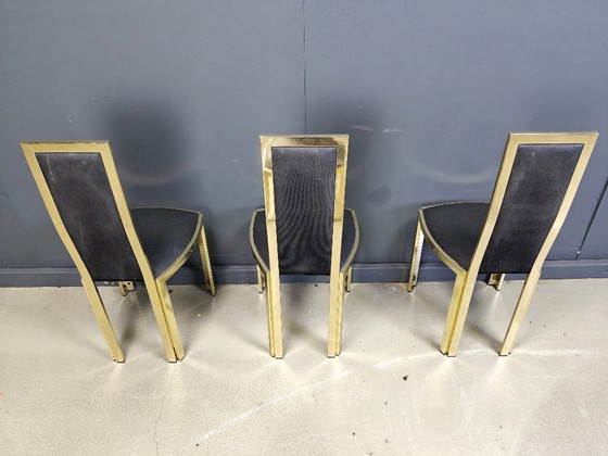 Image 1 of Vintage french brass dining chairs, 1970s 