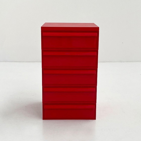 Image 1 of Cassettiera rossa a 5 cassetti modello 4601 di Simon Fussell per Kartell, anni &#39;70