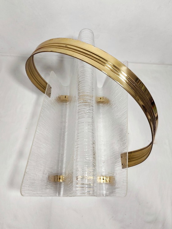 Image 1 of Methacrylate and brass magazine rack. Spain, 1980s.