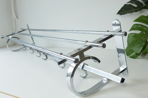 ART DECO Wardrobe Vintage Wall Coat Rack 1930s 1940s Chrome Silver Bauhaus Streamline