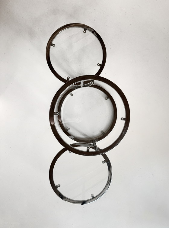 Tavolino da caffè rotondo pieghevole vintage in cromo – Tavolini da caffè, Chrome, Glass (photo 2 of 15)