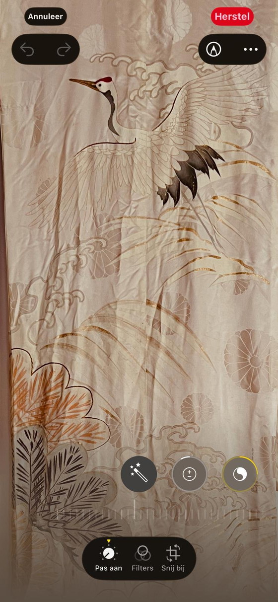 Vintage Japanese silk bridal kimono, hand-painted with cranes – Decorative Objects, Textile (photo 7 of 8)