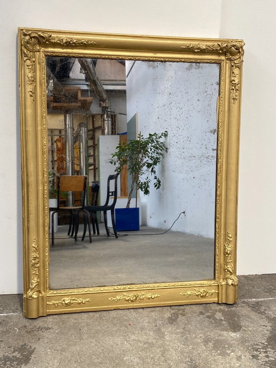 Image 1 of Stuccoed and gilded wooden mirror, 110cm high, 19th century, France