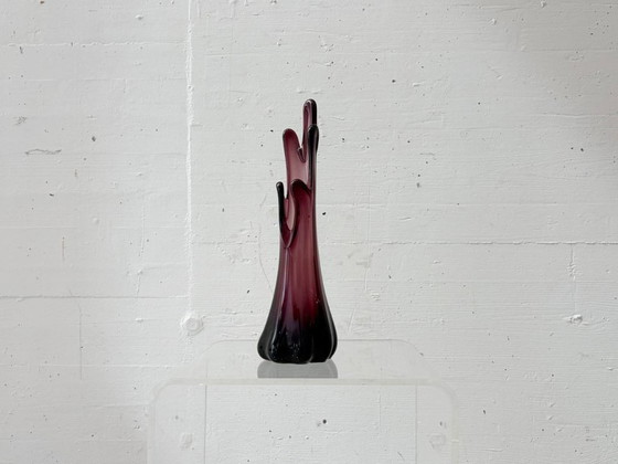 Image 1 of Vase expressif en verre de Murano violet, années 1950