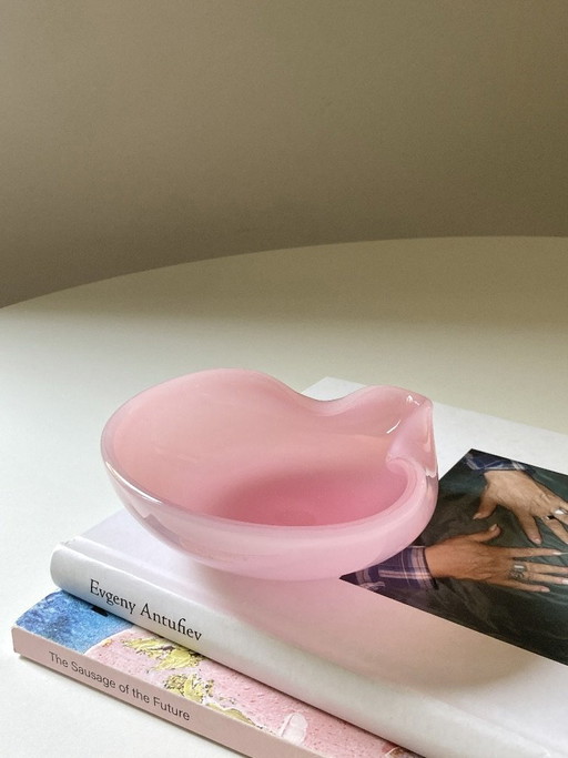 Posacenere vintage vetro Murano rosa opalino