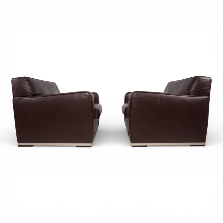 Set of 2 B&B Italia Maxalto Apta Imprimatur leather armchairs by