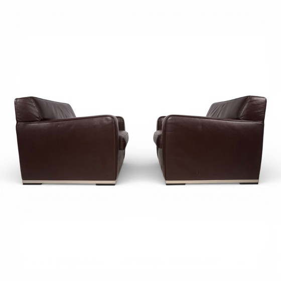Image 1 of Ensemble de 2 fauteuils en cuir B&B Italia Maxalto Apta Imprimatur par Antonio Citterio, 1999