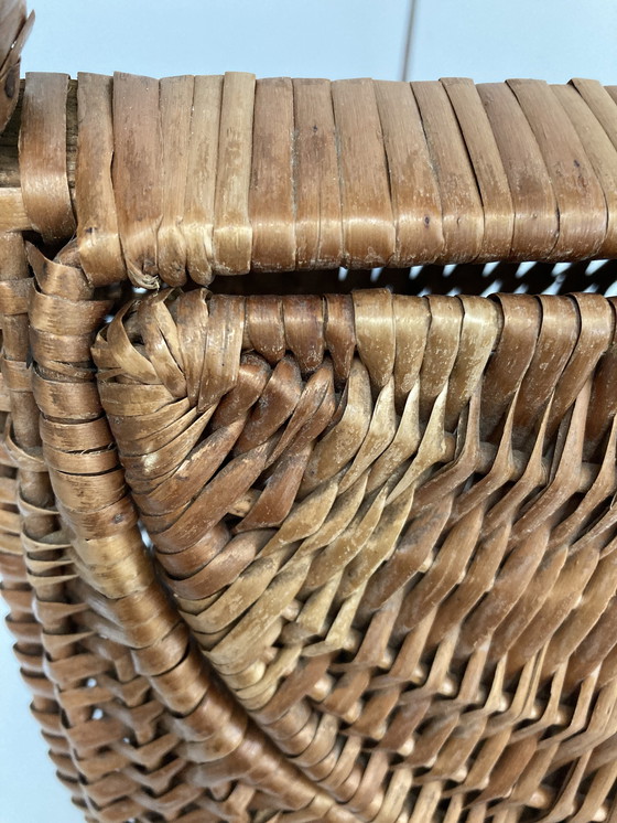 Image 1 of Vintage rieten boodschappenmand uit de jaren 70, Frans vakmanschap