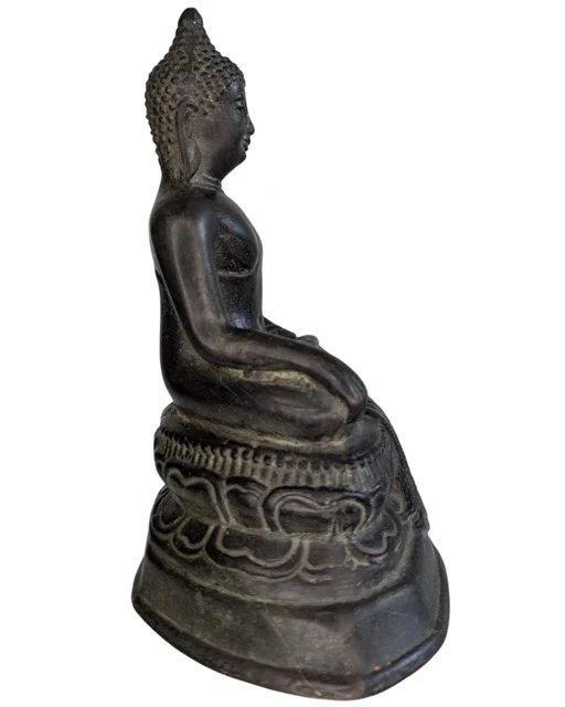 Statue Antique de Bouddha Thaï en Bronze – Style Sukhothai – Bhumisparsha Mudra – 20.5 cm – Sculptures (photo 3 of 9)