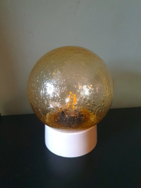 Image 1 of vintage ceiling lamp - bulb lamp - bubble glass - amber