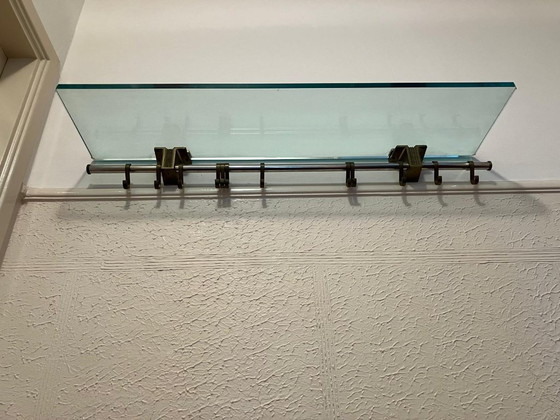 Image 1 of Ghyczy coat rack, étagere, glass shelf with brass supports
