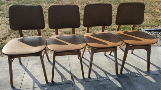 Set di 4 sedie da pranzo vintage retrò | Legno marrone – Textile, Wood (photo 2 of 11)