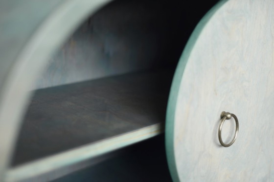 Image 1 of Vintage Mid-Century Modern Italian Turquoise Streamline Sideboard in Birch, 1960s