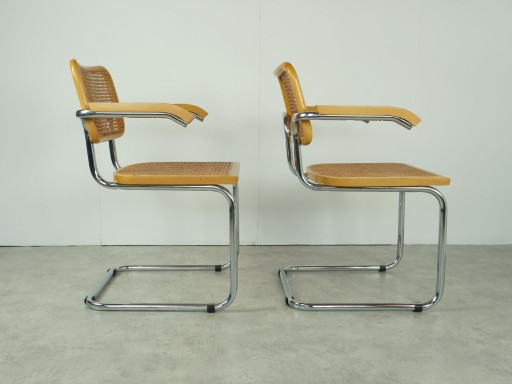 2 eetkamerstoelen in Marcel Breuer stijl, vintage design B64 Cesca