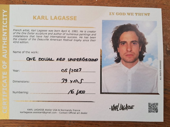 Image 1 of Karl LAGASSE - One Dollar Red Underground - Sculpture d'artiste