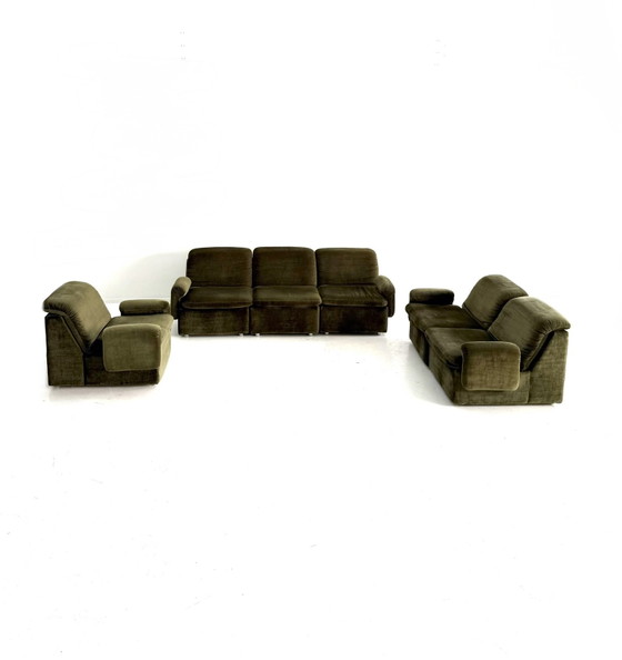 Divano modulare vintage a 6 pezzi in velluto, Italia '80 – Divani modulari, Wood, Plastic (photo 2 of 15)