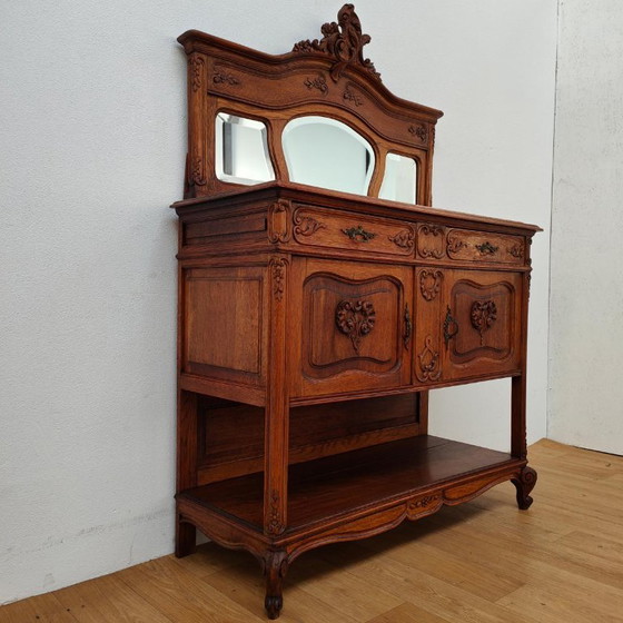 Credenza antica vintage, comò, credenza con vetrina con piano in marmo – Credenze con vetrina, Legno (photo 10 of 18)