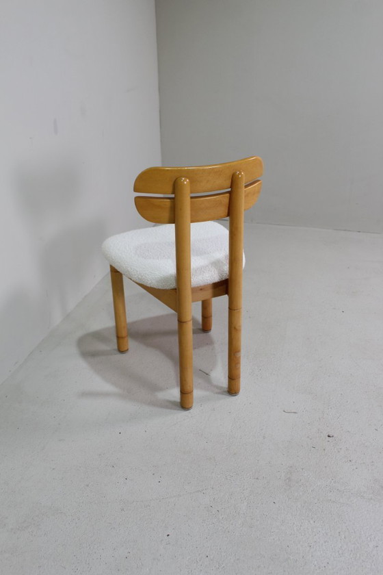 Image 1 of 4x vintage eetkamerstoelen - teddy en hout, jaren '70