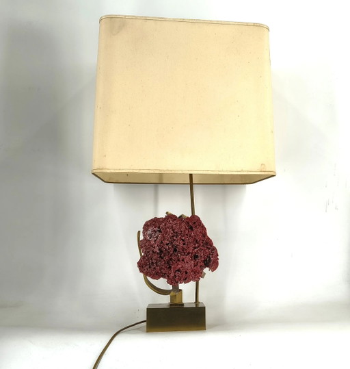 Rare red pipe organ coral brass table lamp, 1970s – tafellampen (photo 2 of 13)