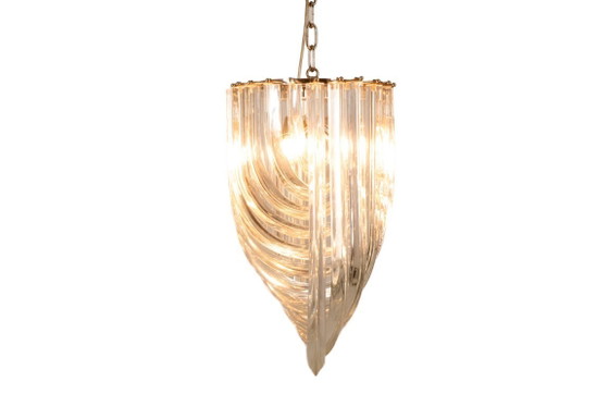 Image 1 of Venini. Lámpara colgante de cristal de Murano translúcido. Década de 1980.