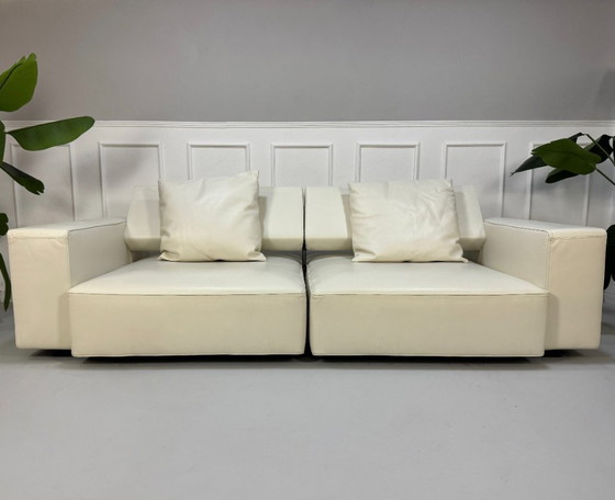 Image 1 of B&B Italia Andy Designer Merk Sofa Leder Wit Klassiek Ligstoel