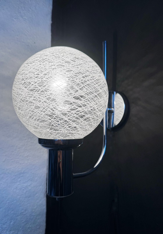 Image 1 of Applique cromata con vetro soffiato, anni '70